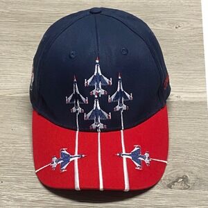 US Air Force Cap Thunderbirds F-16 Fighter Jet Navy Red Embroidered Baseball Hat